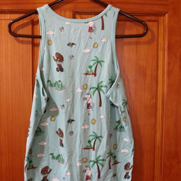 Fifth Sun Blue Green Tank Top Weird Unique Print Small - Picture 11 of 12